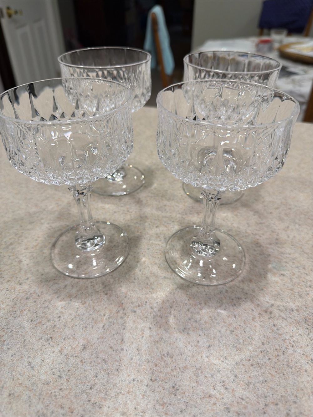 Vintage Cristal d’ Arques Crystal Cut Vintage Coupe Glasses - Clear Stemware Set